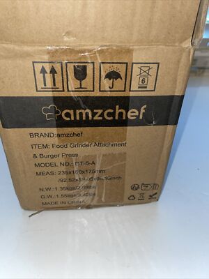 Amzchef Metal Food Grinder Attachment & Burger Press  Model DT-5-A NEW