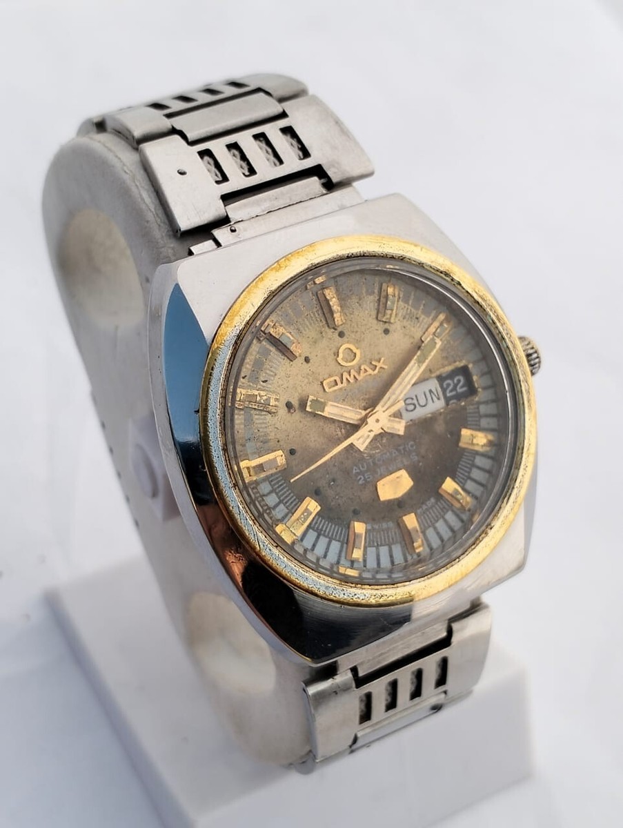 Omax Crystal 7 Automatic 3555 GX Day/Date Vintage Men's Watch | eBay