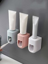 2pcs White Automatic Toothpaste Squeezer Holder Wall Mounted Bathroom Toilet