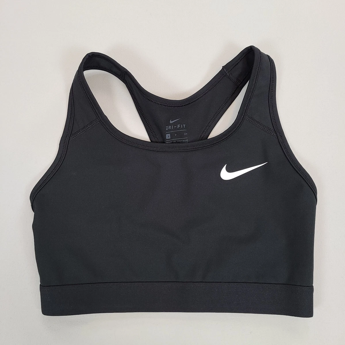 Nike Bra Womens Small Black Sports Bra Swoosh Medium Support Non Padded  Ladies