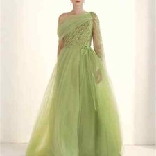 Tulle Prom Dresses Party Gown Sparkle Elegant One-shoulder Ball Beading A Line