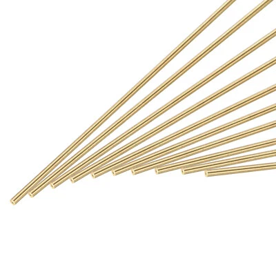 FIPUX 10pcs 1mm x 300mm Brass Round Rod Metal Solid Shaft Rods Lathe Bar