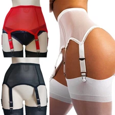 Womens 6 Straps Garter Belts Plain Color Suspender Belt Underwear Sexy Lingerie
