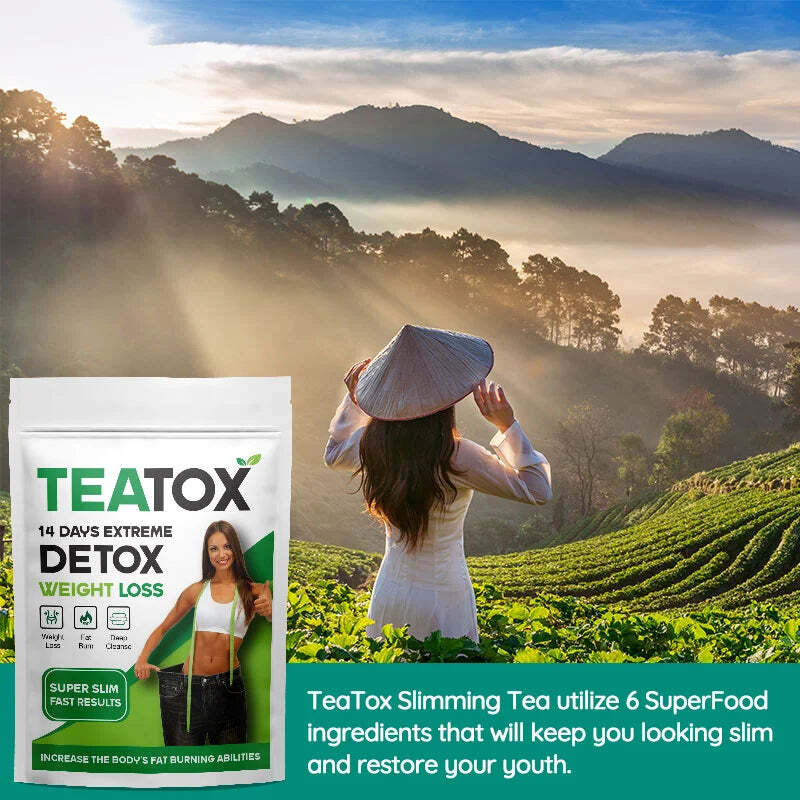 100 Organic ALL Natural TEATOX Herbal Tea Detox Weight Loss Slimming