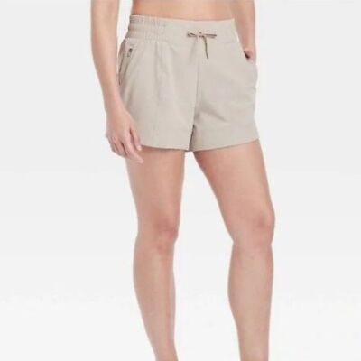 All In Motion Women s Active Flex Woven Mid-Rise Shorts 4  Khaki Medium