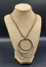 SILPADA SET-SS Boho Leather Bead Station Necklace N1833 Concentric Pendant S2210
