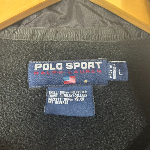 Vintage 1990s Polo Sport Ralph Lauren Black Fleece Zip Up Jacket Large RL Patch - Picture 7 of 10