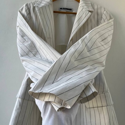 Jil Sander Wool Blazer - Women's Minimalist Tailored Jacket White Size 40 - Picture 9 of 16