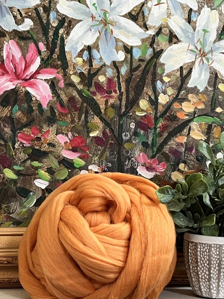 Caramel TAN Wool Roving For Wet/Needle Felting and Spinning into Yarn Crafts - Image 3 of 4
