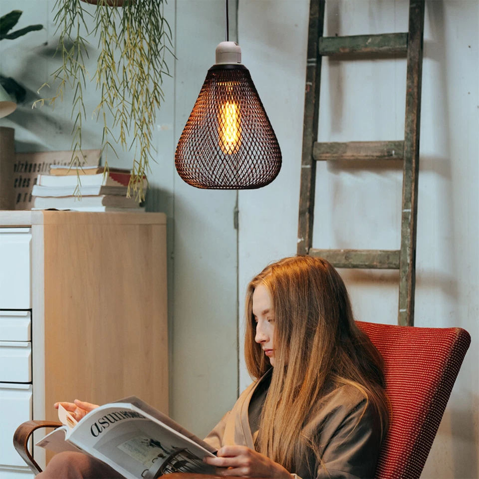 Pantalla protectora de hierro forjado gota de agua candelabros cubierta jaula bombilla Foto 3 de 4