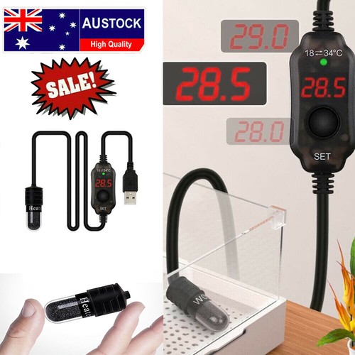 Mini Aquarium Fish Tank Heater USB Heating Rod Submersible Thermostat