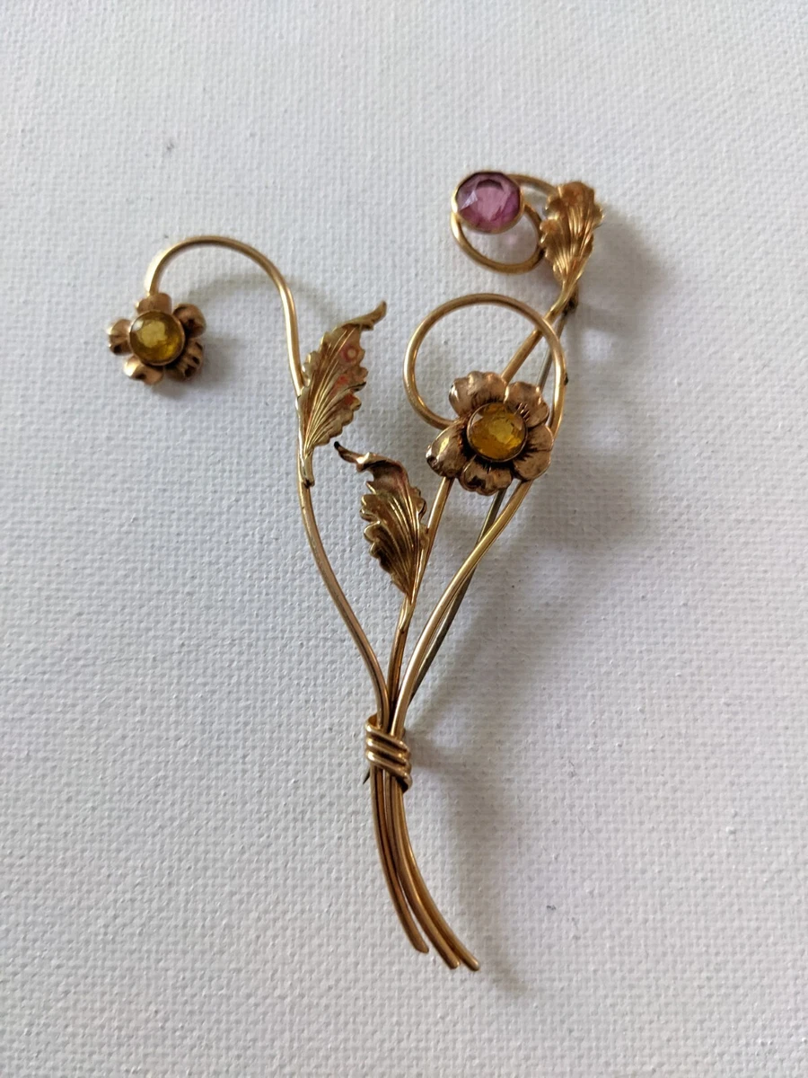 Beautiful Antique vintage jewelry 1 20 12k gold filled Flowers Brooch