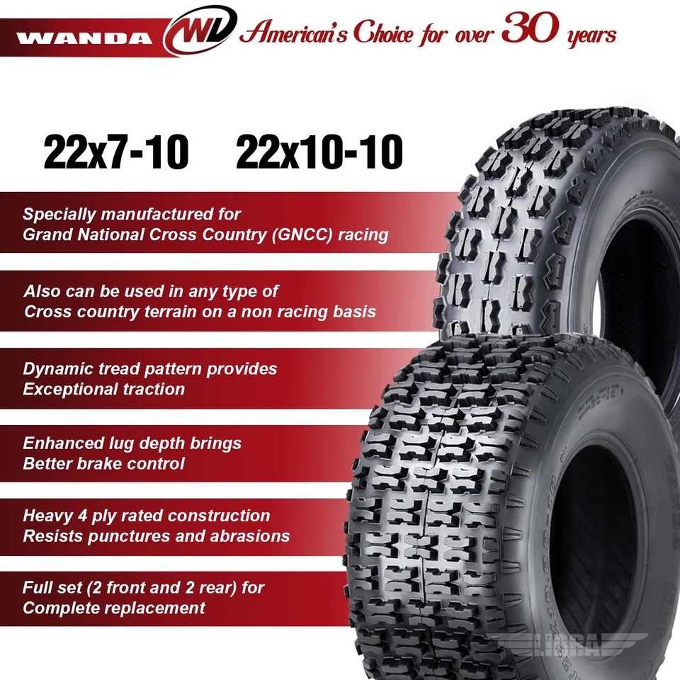 22x7-10 & 22x10-10 Full Set Yamaha Timberwolf 250 Beartracker Sport ATV Tires - Image 2 of 4