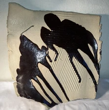 Vintage Abstract Ceramic Wall Art Sculpture Plate Signed ‘92