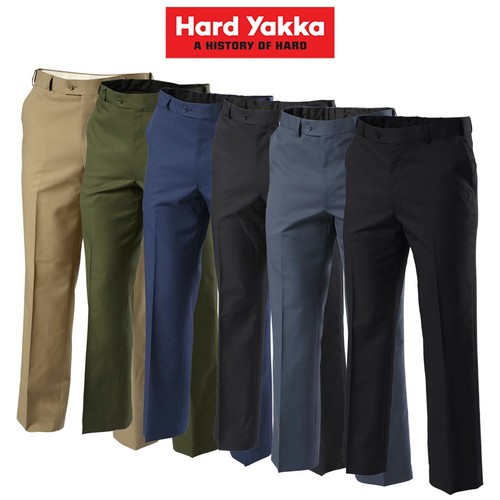 Mens Hard Yakka Trousers Permanent Press Pants Flat Front Work Teflon Job Y02594 eBay