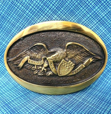 United We Stand American Eagle Brass Belt Buckle  RC Vtg 70s Heritage M .PCB182