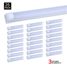 25Pack T8 8FT Led Tube Light 8' Led Bulbs 72W 8Foot Led Shop Light Fixture 6000K