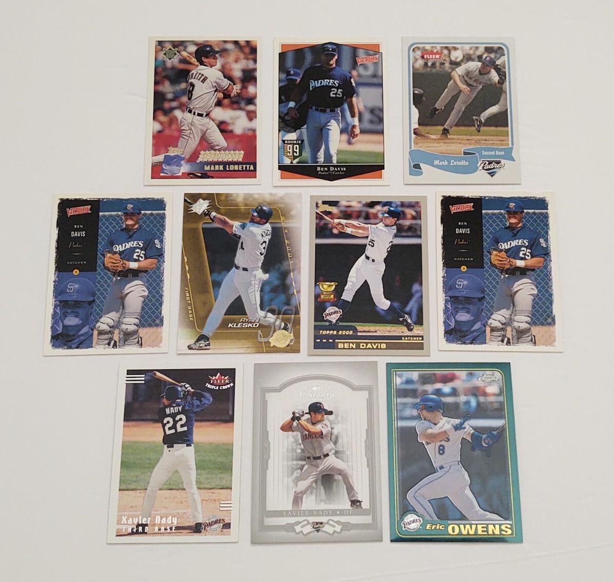 Mark Loretta Rookie Card Rc 1996 Topps 340 2001 SPx Ryan Klesko 78 Padres Lot