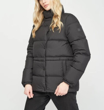 Jack Wolfskin Womens Full Zip Coat Black Puffer Jacket Ladies Size Uk 10-12 New