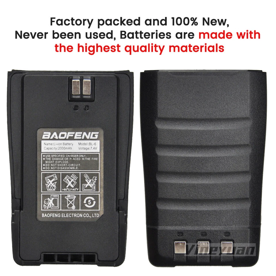12PC Original BL-6 2000mAh Li-ion Battery for BaoFeng UV-6 Radio Walkie Talkie - Image 4 of 4