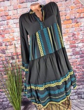 Dress tunic smock Italy boho bohemian lyocell mix Aztec stripes M3 38-42