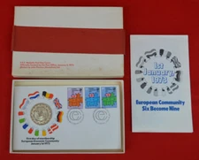 1973 EEC SILVER PROOF MEDALLIC  FIRST DAY COVER UK MEMBERSHIP EUROPEAN COMMUNITY