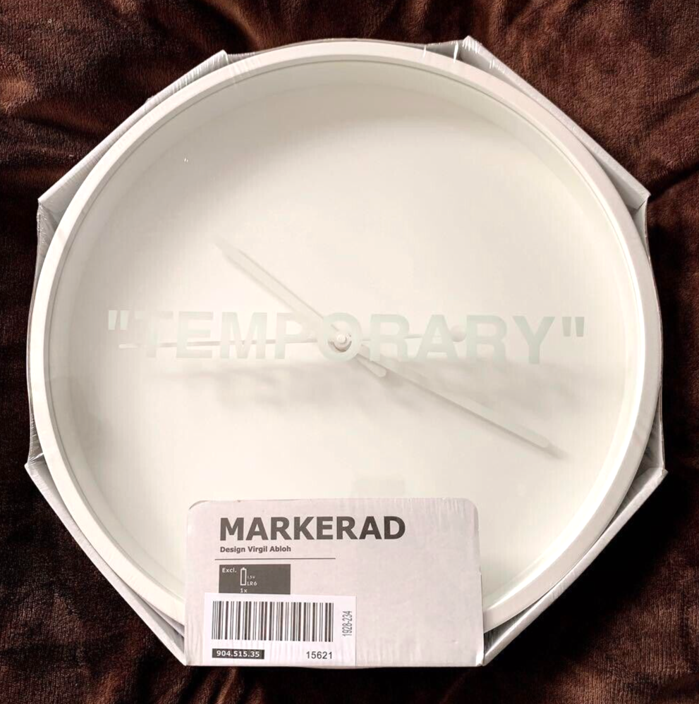 Virgil Abloh IKEA MARKERAD TEMPORARY Wall Clock Off-White Round