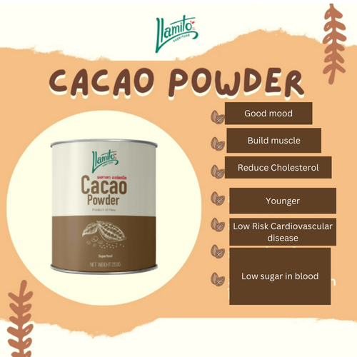 Llamito Cacao Polvo Plumillas Chocolate Orgánico Superalimento Sin Endulzar 250 g x 2 - Imagen 8 de 9