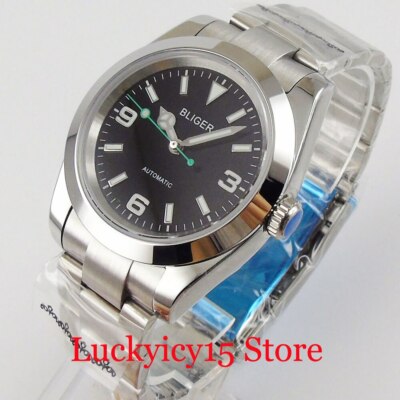 36mm BLIGER Polished Self Winding Men's Watch NH35A MIYOTA 8215 Oyster Bracelet