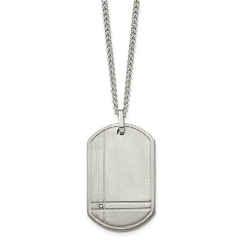 *BRAND NEW* Chisel Grey Titanium w/ Diamond Brushed Dog Tag Necklace TBN105-22 - Image 2 of 4