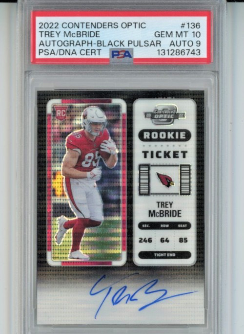 Trey McBride Panini Contenders Optic #136 Autograph-Black Pulsar