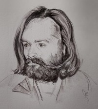 Pencil portrait of Charles Manson