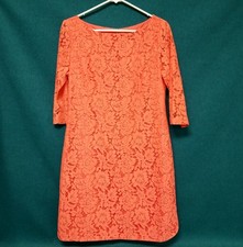 Vince Camuto Coral Pink Lace Overlay Sheath Dress Women's Sz 10