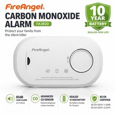 FireAngel Carbon Monoxide Alarm Detector FA3820 CO Monitor 10 Year Battery