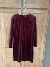 A New Day Burgundy Velour Dress Women’s Med EUC Holiday Christmas 