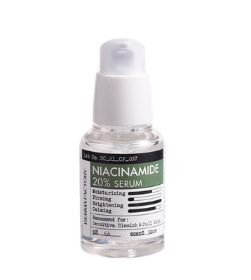 DERMA FACTORY Niacinamide 20% Serum 30mL Vegan Pore Tightening Brightening