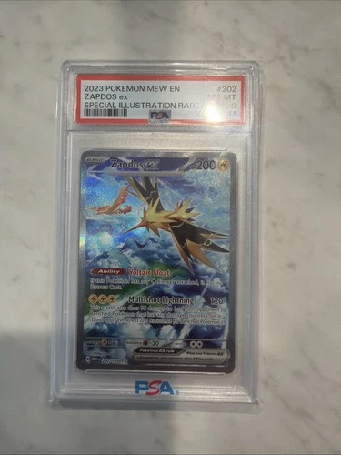POKEMON MEW EN-151 SPECIAL ILLUSTRATION RARE  ZAPDOS EX 202/165 PSA 8