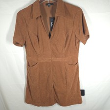Lulus Go-Getter Girl Rust Orange Corduroy Mini Dress With Pockets Size XXL NWT