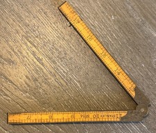 Vintage Stanley Rule & Level Co. No. 54 Folding Wood Ruler Brass 24 Made In USA