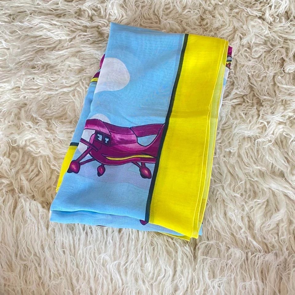 HERMES Cotton 100% Shawl Scarf Carre 140cm Mousseline NM Auth "No Material tag" - Image 4 of 4