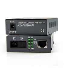 1 Pair 25KM Fiber Media Converter Adapter 10/100M SM Single Fiber SC Port