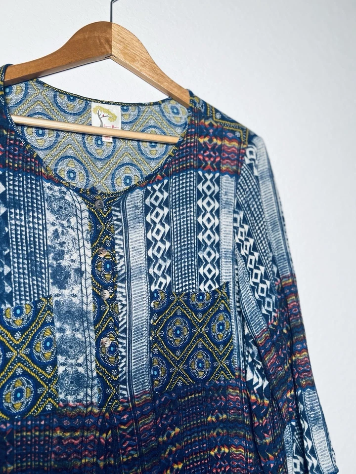 Top túnica semi transparente Anthropologie Fig & Flower talla XL boho ligero Foto 2 de 4