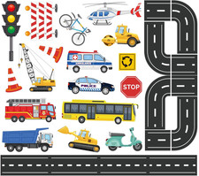 29-Piece Foam Bath Toys - Vehicles Stickers for Toddlers with Storage Bag