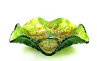 Millersburg Carnival Glass Green Iridescent Whirling Leaves 10" Bowl 1909-1911
