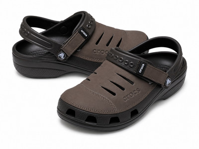 CROCS Bogota Clogs Leather Slip On Roomy Fit Shoes Ankle Strap Mens Sandals