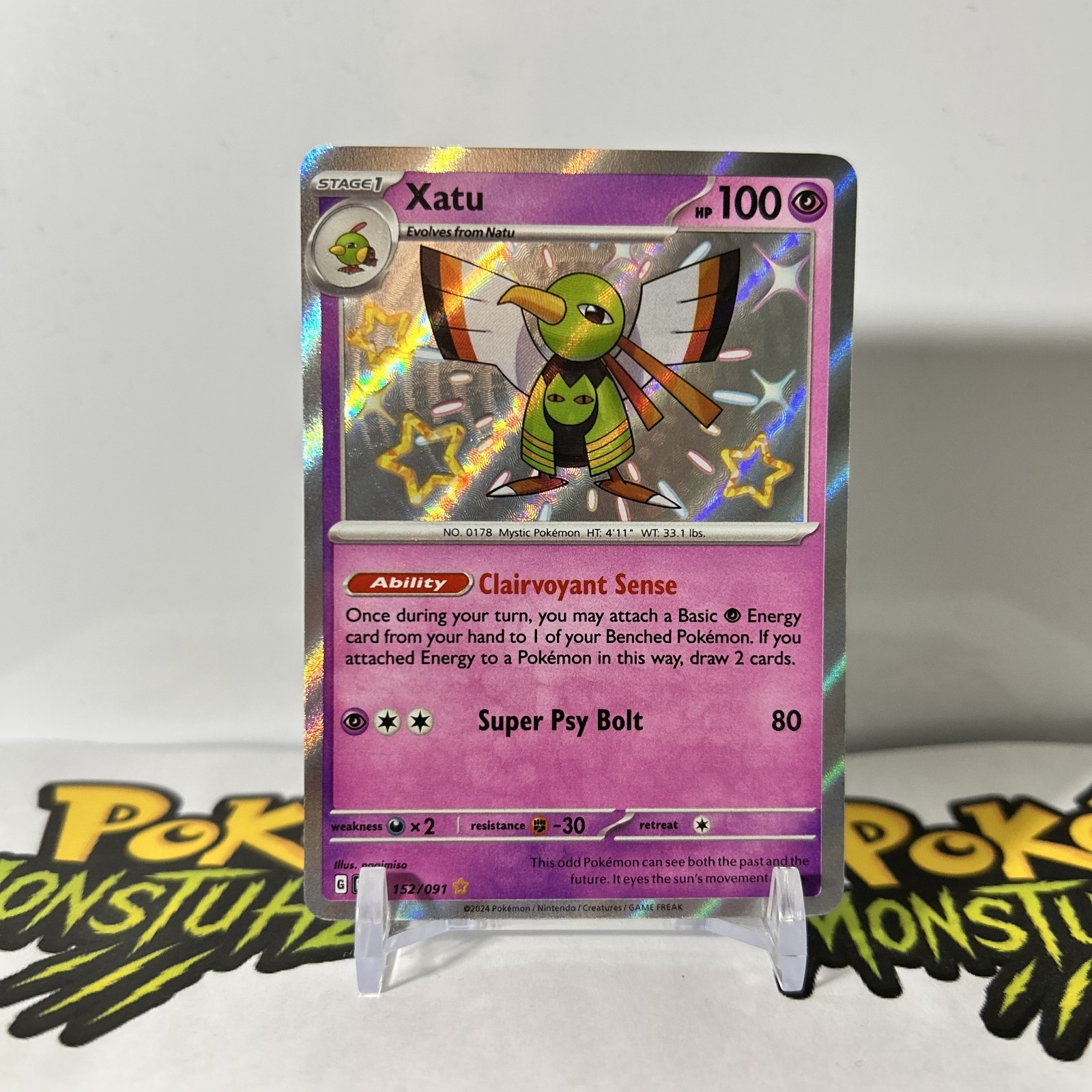 Xatu 152/091 - Pokemon TCG - Paldean Fates Shiny Holo Rare - NM