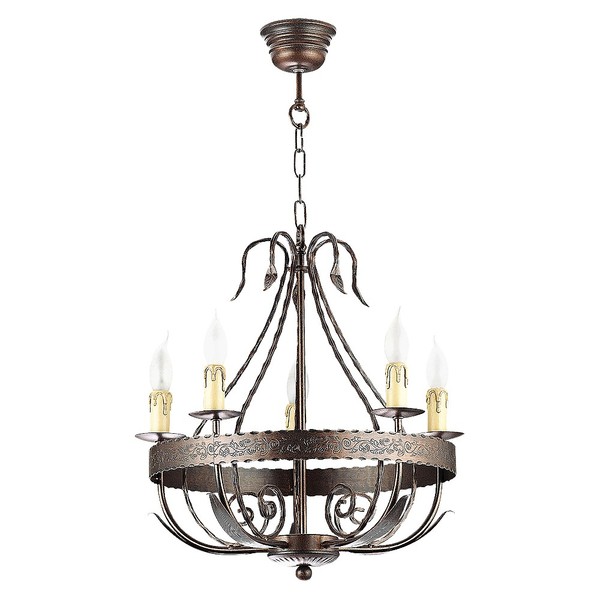 Pendelleuchte 5Xe14 In Kupfer HäNgeleuchte Kronleuchter Lampe Decke Floral Innen-image
