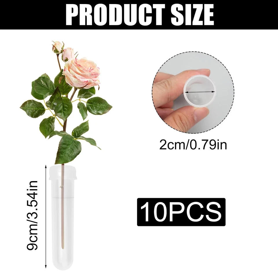 10 Stück Reagenzglas Vase, 9x2cm Blumenröhrchen Kunststoff, Wasserröhrchen für B - Bild 2 von 4