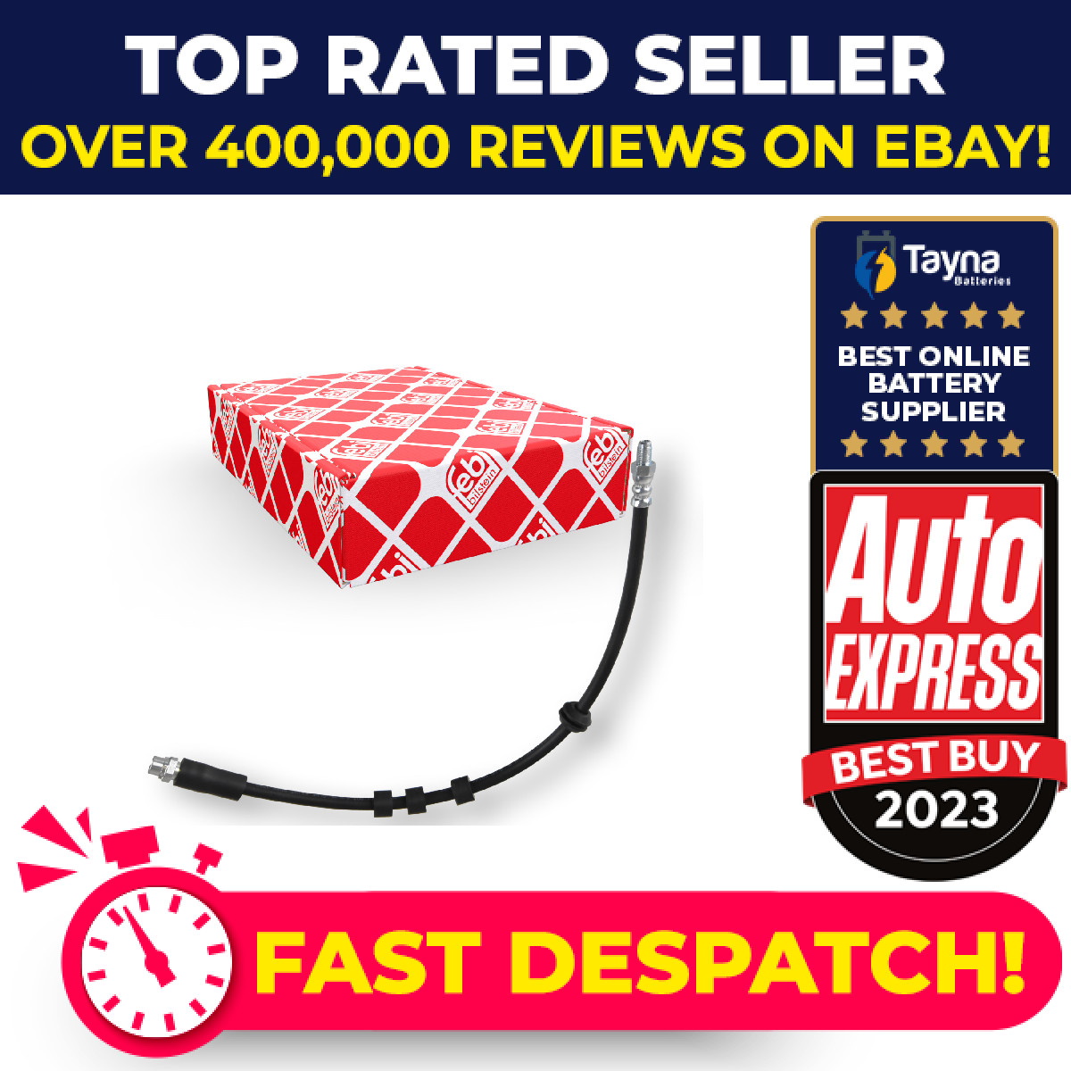 Brake Hose Front 181234 Febi Hydraulic 34326760909 34326767390 Quality New