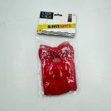 Rubie's Lady Gaga Costume Half Finger Studded Bow Gloves - Faux Leather - New